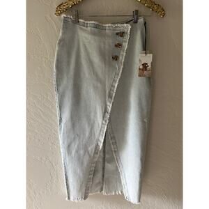 SINCERELY JULES | Boho Denim Y2K 90s Fringe Asymmetrical Skirt Size Small 5 /27